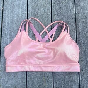 Curves N Combat Boots CNC Shimmer Peach Strappy Sport Bra sz L combatboots